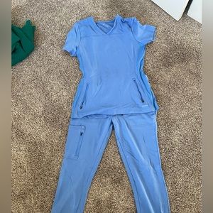 JAANUU light blue joggers and stretchy top. So so comfy and stretchy